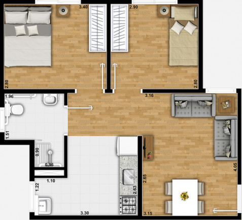 Imagem Apartamento com 2 Quartos à Venda, 43 m² em Loteamento Residencial Campina Verde - Campinas