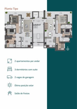 Imagem Apartamento com 3 Quartos à Venda, 92 m² em Nossa Senhora De Lourdes - Caxias Do Sul