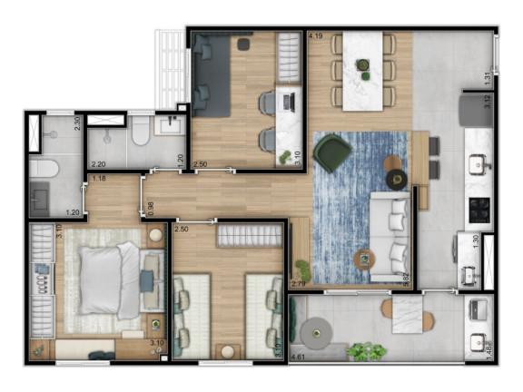 Imagem Apartamento com 3 Quartos à Venda, 87 m² em Loteamento Residencial Vila Bella Dom Pedro - Campinas