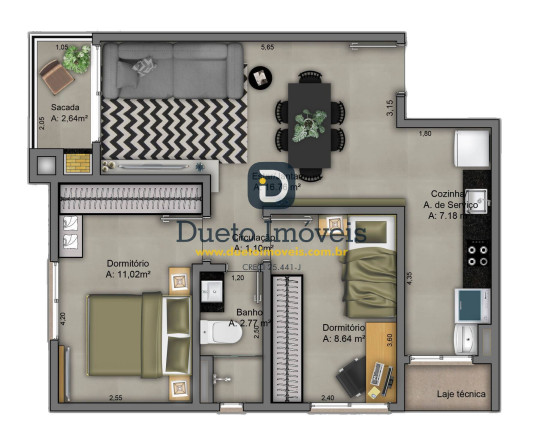Apartamento com 2 Quartos à Venda, 62 m² em Noal - Santa Maria