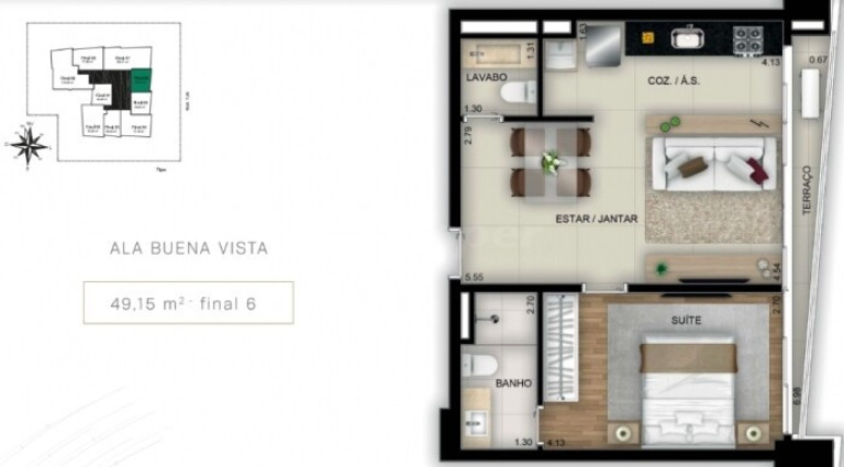 Imagem Apartamento com 1 Quarto à Venda, 44 m² em Setor Bueno - Goiânia