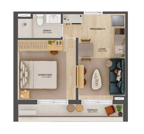 Apartamento com 1 Quarto à Venda, 37 m² em Ibirapuera - São Paulo