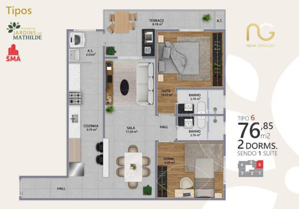 Imagem Apartamento com 2 Quartos à Venda, 76 m² em Canto Do Forte - Praia Grande