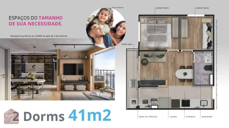 Imagem Apartamento com 2 Quartos à Venda, 41 m²