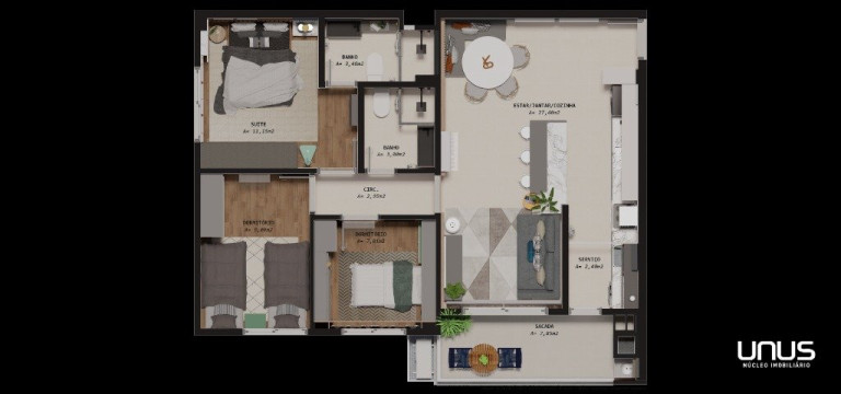 Imagem Apartamento com 3 Quartos à Venda, 82 m² em Barreiros - São José