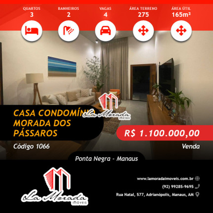 Imagem Casa de Condomínio com 3 Quartos à Venda, 165 m² em Ponta Negra - Manaus