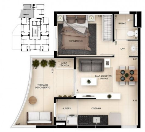 Imagem Apartamento com 2 Quartos à Venda, 45 m² em Taquaral - Campinas