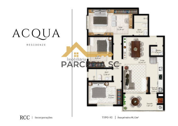 Imagem Apartamento com 3 Quartos à Venda, 88 m² em Pagani - Palhoça