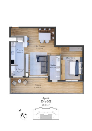 Imagem Apartamento com 1 Quarto à Venda, 57 m² em Moura - Gramado