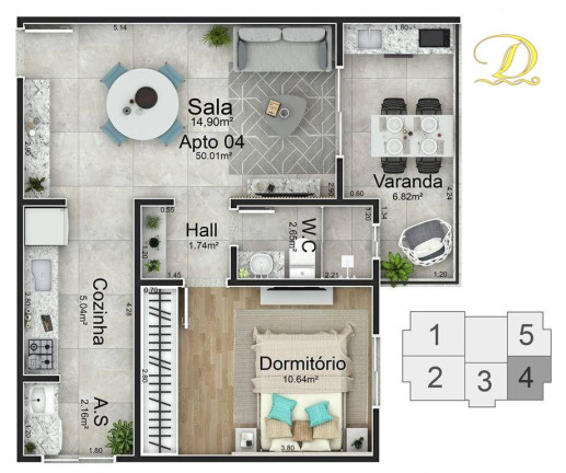 Imagem Apartamento com 1 Quarto à Venda, 50 m² em Caiçara - Praia Grande