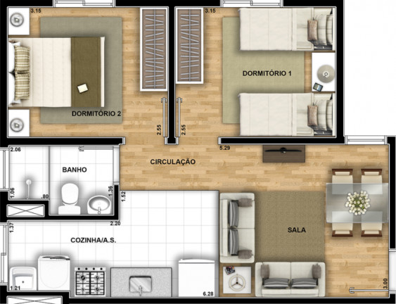 Imagem Apartamento com 2 Quartos à Venda, 43 m² em Loteamento Residencial Campina Verde - Campinas