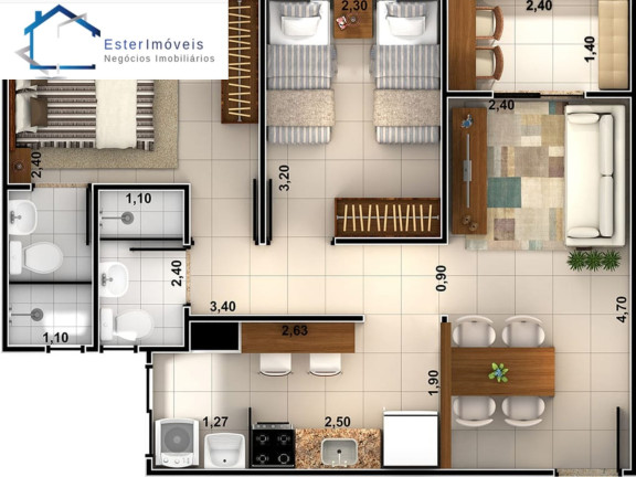 Imagem Apartamento com 1 Quarto para Alugar ou Temporada, 50 m² em Vila Gali - Votorantim