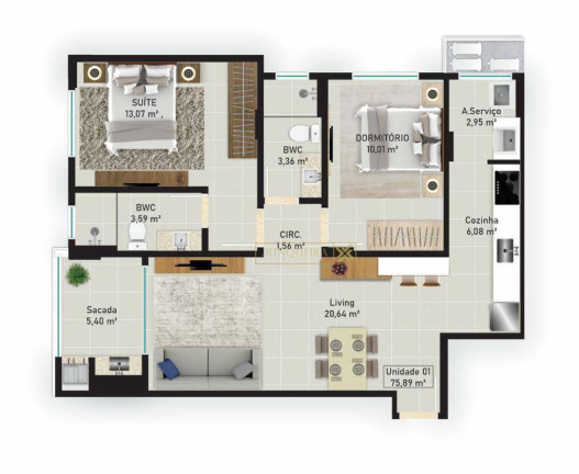 Imagem Apartamento com 2 Quartos à Venda, 137 m² em Barreiros - São José