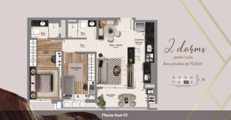 Imagem Apartamento com 2 Quartos à Venda, 79 m² em Kobrasol - São José