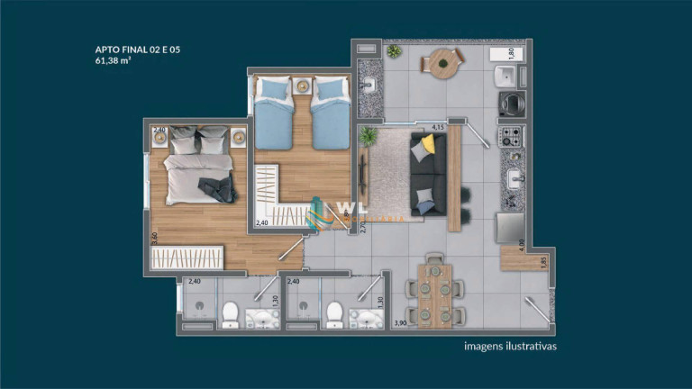 Apartamento com 2 Quartos à Venda, 61 m² em Jardim Torres São José - Jundiaí