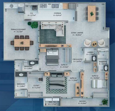 Imagem Apartamento com 3 Quartos à Venda, 135 m² em Aviação - Praia Grande