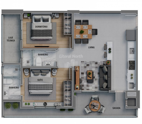 Imagem Apartamento com 2 Quartos à Venda, 77 m² em Balneário Santa Clara - Itajaí