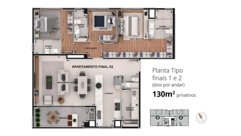 Imagem Apartamento com 3 Quartos à Venda, 130 m² em Bacacheri - Curitiba