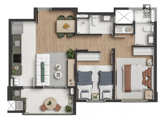 Imagem Apartamento com 2 Quartos à Venda, 58 m² em Campo Comprido - Curitiba