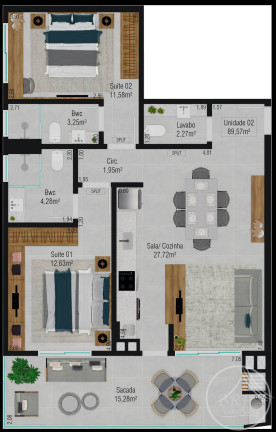 Imagem Apartamento com 2 Quartos à Venda, 89 m² em Barreiros - São José