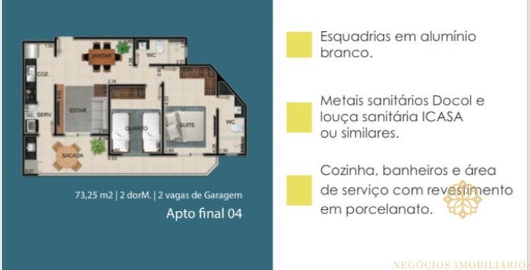 Apartamento com 2 Quartos à Venda, 71 m² em Tenório - Ubatuba