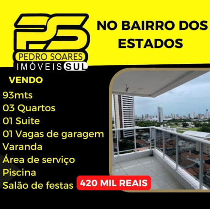 Imagem Apartamento com 3 Quartos à Venda, 93 m² em Estados - João Pessoa