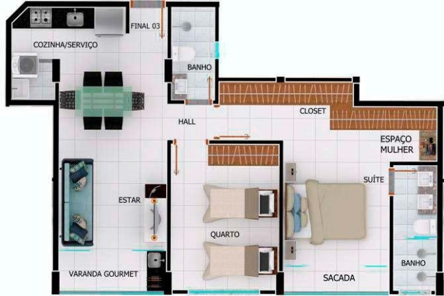 Apartamento com 2 Quartos à Venda, 60 m² em Vila Rosa - Goiânia