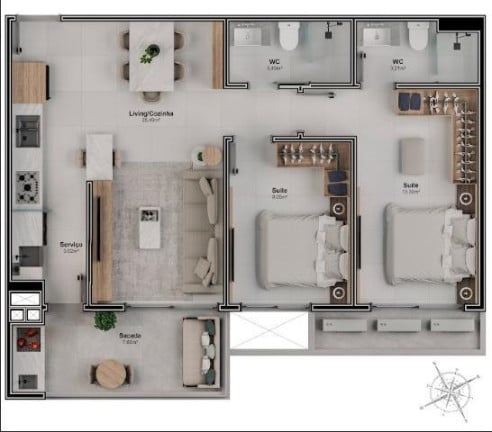Imagem Apartamento com 2 Quartos à Venda, 74 m² em Estreito - Florianópolis