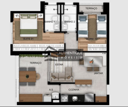 Apartamento com 2 Quartos à Venda, 62 m² em Bosque Da Saúde - São Paulo