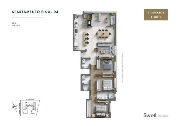 Imagem Apartamento com 3 Quartos à Venda, 116 m² em água Verde - Curitiba