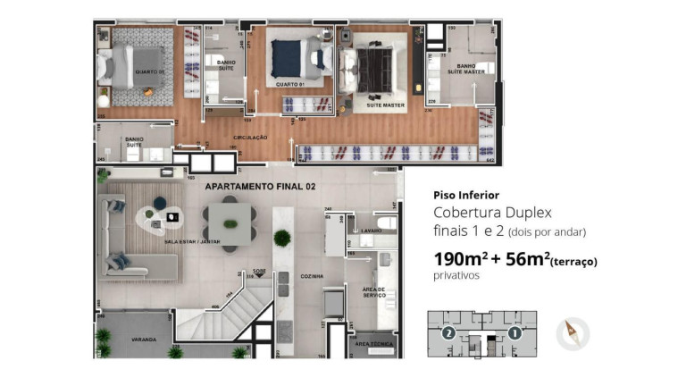 Apartamento com 3 Quartos à Venda, 190 m² em Bacacheri - Curitiba