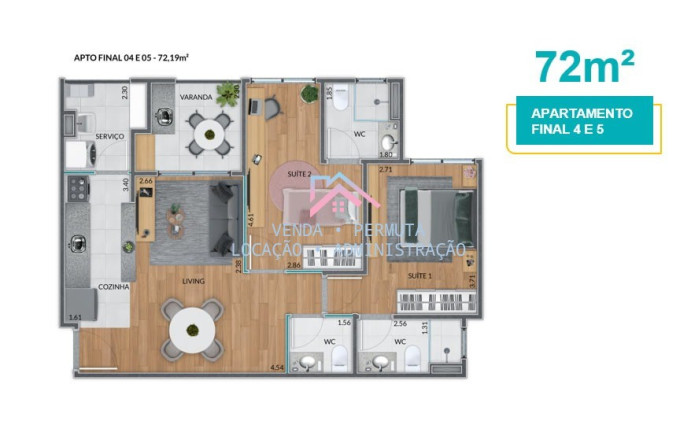Apartamento com 2 Quartos à Venda, 72 m² em Parque Da Represa - Jundiaí