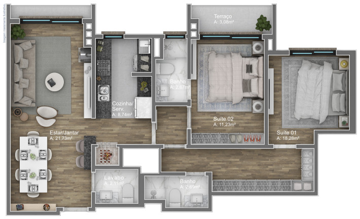 Imagem Apartamento com 2 Quartos à Venda, 87 m² em Av. Central - Gramado