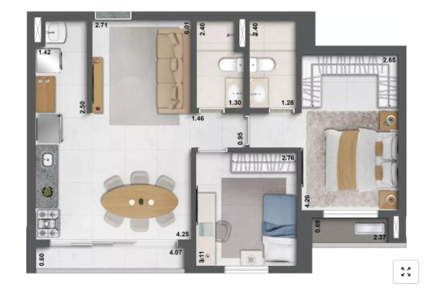 Apartamento com 2 Quartos à Venda, 129 m² em Setor Bueno - Goiânia