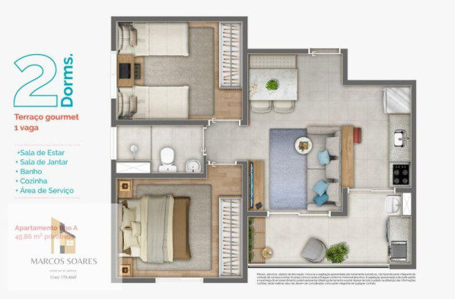 Foto do imóvel: Apartamento com 2 Quartos à Venda, 47 m² em Conceição