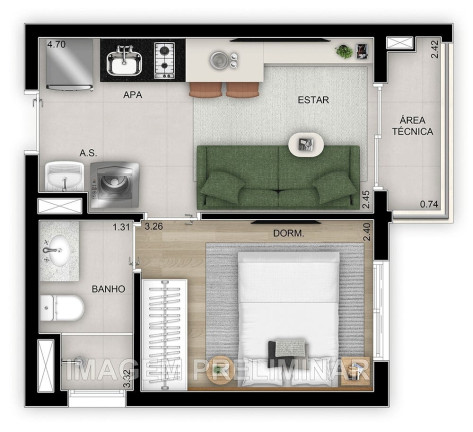 Apartamento com 2 Quartos à Venda, 29 m² em Vila Ema - São Paulo