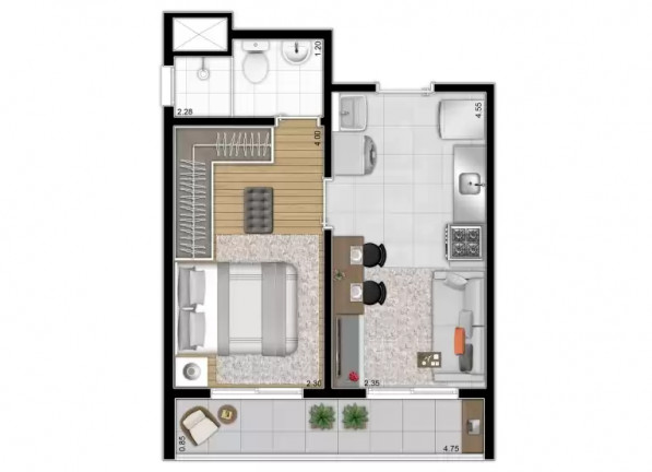 Imagem Apartamento com 1 Quarto à Venda, 28 m² em Vila Ema - São Paulo