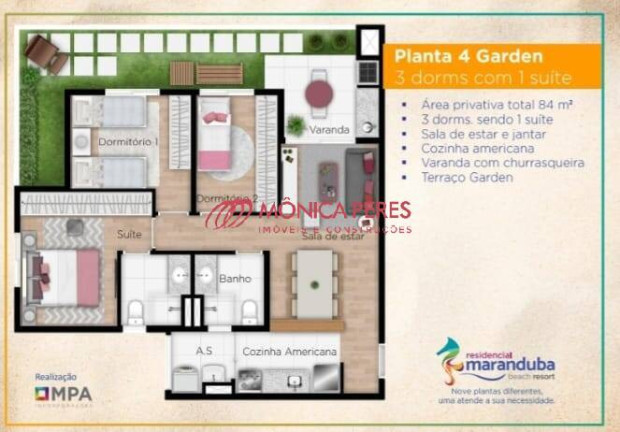 Apartamento com 2 Quartos à Venda, 58 m² em Maranduba - Ubatuba