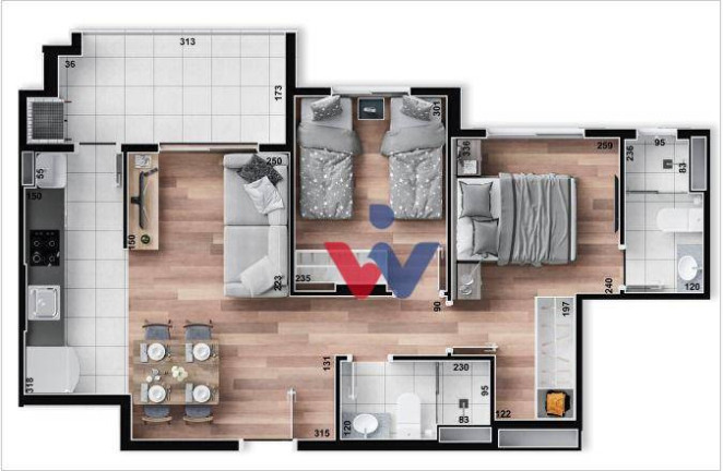 Apartamento com 2 Quartos à Venda, 56 m² em Campo Comprido - Curitiba