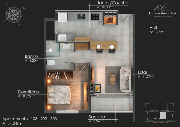 Imagem Apartamento com 1 Quarto à Venda, 51 m² em Várzea Grande - Gramado