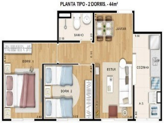 Imagem Apartamento com 2 Quartos à Venda, 45 m² em Itaquera - São Paulo