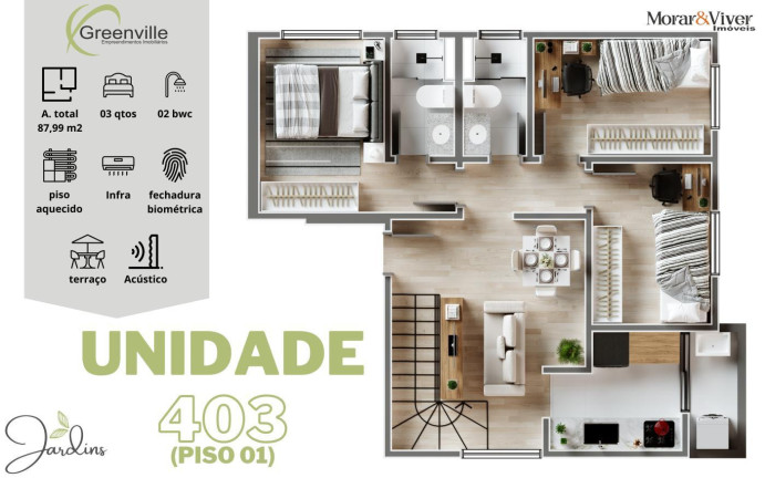 Imagem Apartamento com 3 Quartos à Venda, 72 m² em Cidade Jardim - São José Dos Pinhais