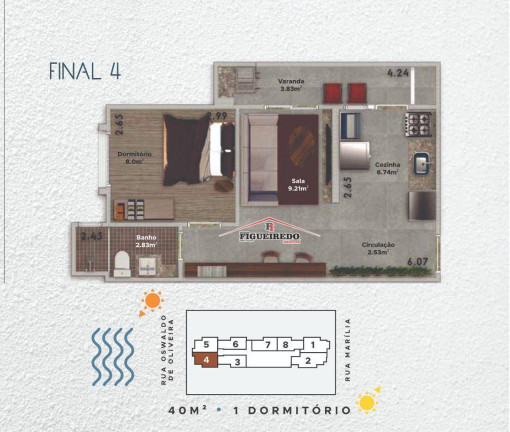 Imagem Apartamento com 1 Quarto à Venda, 44 m² em Boqueirão - Praia Grande