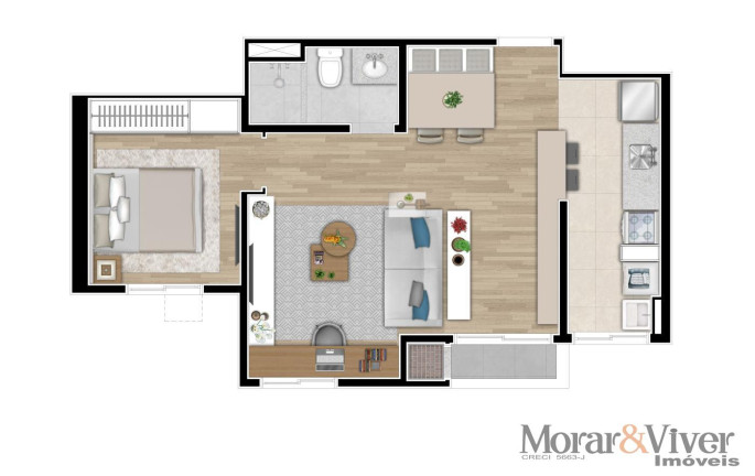 Apartamento com 2 Quartos à Venda, 44 m² em Campo Comprido - Curitiba