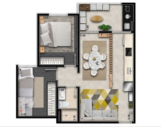 Imagem Apartamento com 2 Quartos à Venda, 44 m² em Vila Ema - São Paulo