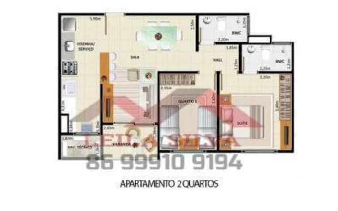 Imagem Apartamento com 1 Quarto à Venda, 59 m² em Recanto Das Palmeira - Teresina