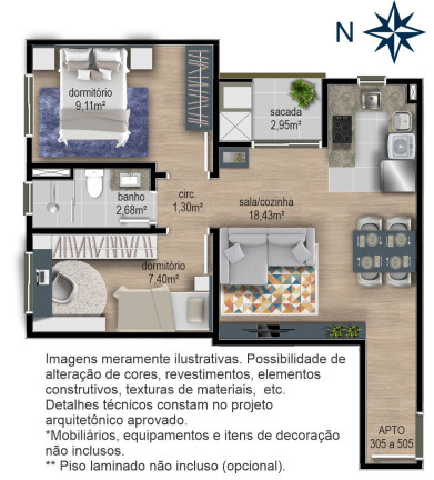 Imagem Apartamento com 2 Quartos à Venda, 48 m² em Cidade Nova - Caxias Do Sul