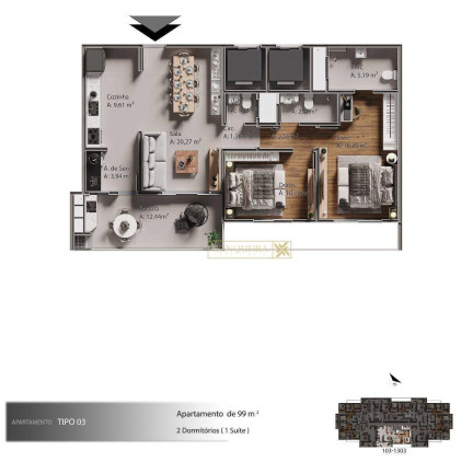 Imagem Apartamento com 2 Quartos à Venda, 100 m² em Barreiros - São José