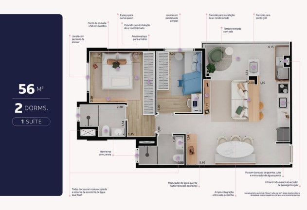 Apartamento com 2 Quartos à Venda, 56 m² em Vila Califórnia - São Paulo