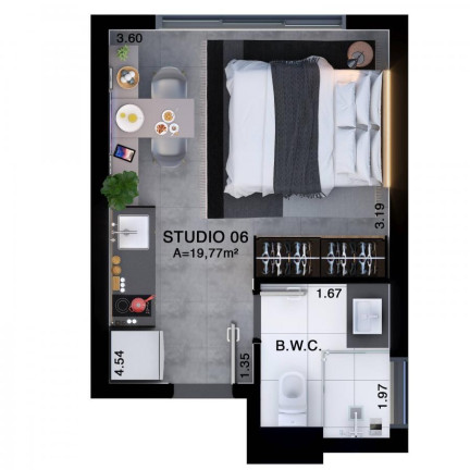 Imagem Apartamento com 1 Quarto à Venda, 19 m² em Rebouças - Curitiba